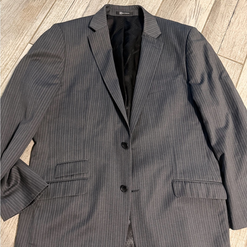 Bachrach Charcoal Pinstripe Men's Suit Jacket